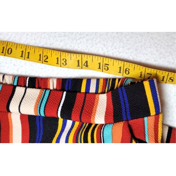 Vtg Rainbow Multicolor Capri Pants 3X Stripes Belted Elastic Waist 80s Eclectic - Picture 3 of 7